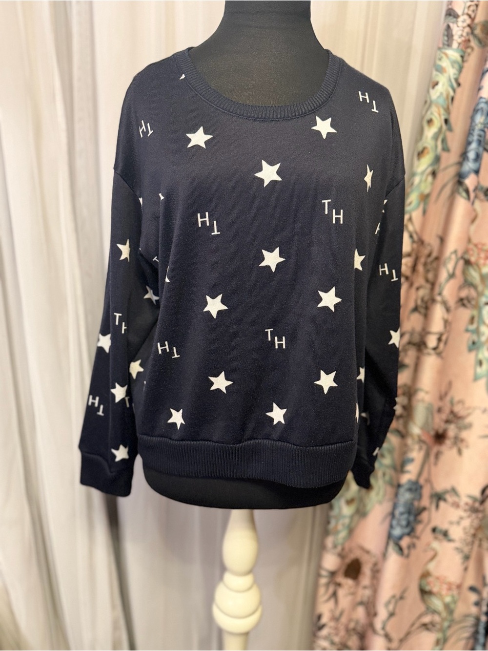 Tommy Hilfiger Star Logo Sweatshirt Women’s XL Navy Blue Pullover